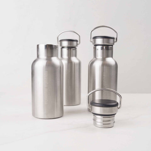 Yummii Yummii Termoflaske med sort bambus låg - 350 ml Thermo Bottles Stainless Steel 18/8